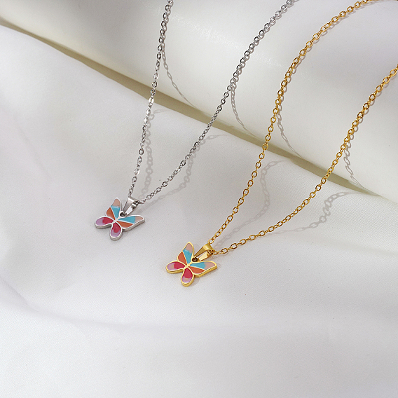 Ожерелья с подвеской в виде цветной бабочки из богемной нержавеющей стали для женщин