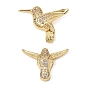Brass Micro Pave Cubic Zirconia Pendants, Cattle/Hummingbird Charms, Rack Plating, Long-Lasting Plated, Cadmium Free & Lead Free, Real 18K Gold Plated