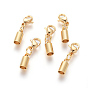 304 Stainless Steel Lobster Claw Clasps, with Cord Ends, Column