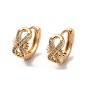 Brass Micro Pave Cubic Zirconia Hoop Earrings, Infinity