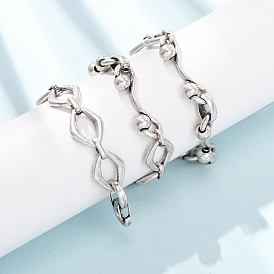 Винтажные 304 цепочки из нержавеющей стали с ромбовидными звеньями, смешанного типа