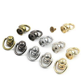 Zinc Alloy 360 Degree Rotate Ball Post D Ring  Screwback Rivets, for Phone Case DIY, DIY Leather Craft Purse Accessory