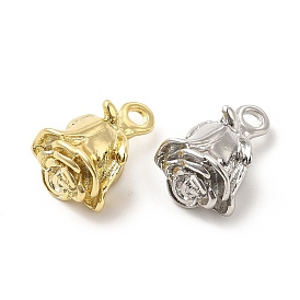 Rack Plating Alloy Rose Charms, Cadmium Free & Lead Free