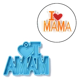 Mother's Day Theme DIY Pendant Silicone Molds, for Keychain Making, Resin Casting Molds, For UV Resin, Epoxy Resin Craft Making, Word