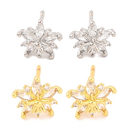 Женские серьги-гвоздики из латуни с микропаве и прозрачным кубическим цирконием, без свинца и без кадмия, цветок