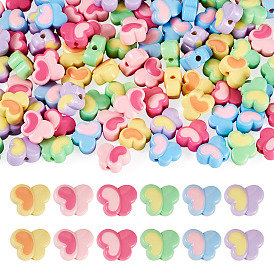 100шт. двухцветные непрозрачные акриловые бусины, бабочка