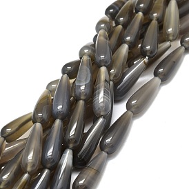 Natural Grey Agate Beads Strands, Waterdrop