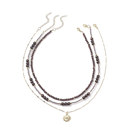 3шт 3 набор ожерелий с кулоном в виде хрусталя и страз, бусы из натурального граната и синтетического гематита для женщин