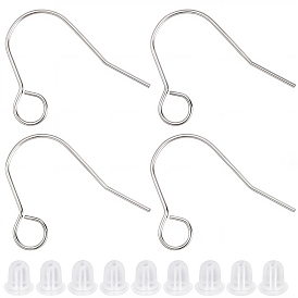 100 шт. 304 крючки для серег из нержавеющей стали, с 100 пластиковыми ушными гайками