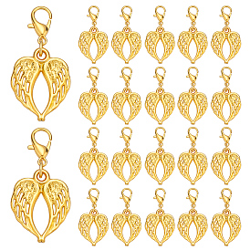 60куски подвесных украшений в форме крыла из сплава, с карабин-лобстерами 