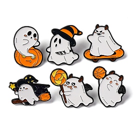 Halloween Enamel Pins, Alloy Brooches for Backpack Clothes, Ghost, White