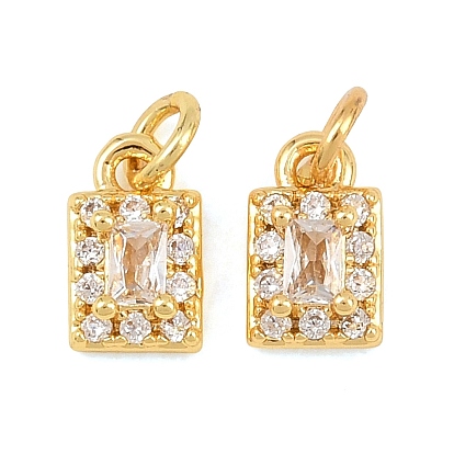 Латунные микро проложить кубического циркония прелести, прямоугольник амулеты, без свинца и без кадмия, стойки покрытие, долговечный
