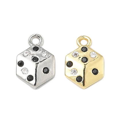 Латунные микро проложить кубического циркония прелести, игральная кость, стойки покрытие, долговечный, без кадмия и без свинца