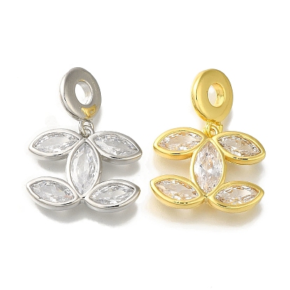 Стойка в виде листа, латунь, микро паве, прозрачный кулон с кубическим цирконием, без свинца и без кадмия, долговечный