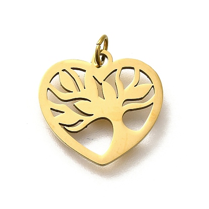 304 прелести нержавеющей стали, с целью перехода в кольце, сердце с подвеской в виде дерева, лазерная резка, ионное покрытие (ip)