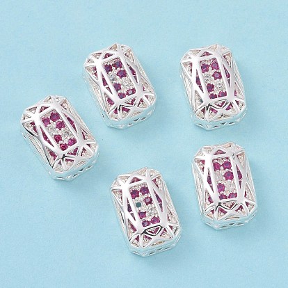 Eco-friendly Brass Micro Pave Cubic Zirconia Multi-strand Links, Rack Plating, Cadmium Free & Lead Free, Rectangle Octagon