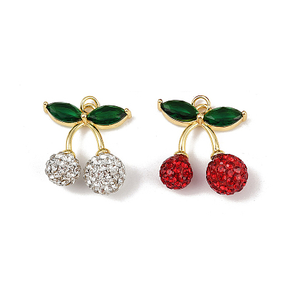 Латунные микро проложить кубического циркония подвески, вишня, с глиной и стеклом, без свинца и без кадмия, долговечный, стойки покрытие