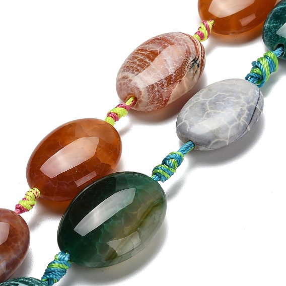 Природные пожары треск агат бисер нитей, окрашенная и подогревом, Плоско-овальные