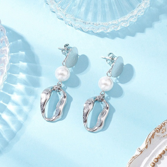 304 серьги-гвоздики из нержавеющей стали в виде самородков, с имитацией жемчуга