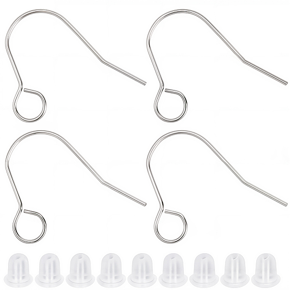 100 шт. 304 крючки для серег из нержавеющей стали, с 100 пластиковыми ушными гайками