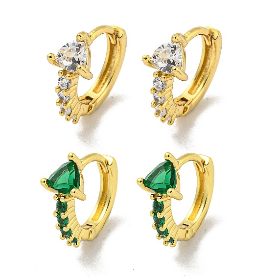 Серьги-кольца из латуни с микропаве из кубического циркония, реальный 18 k позолоченный