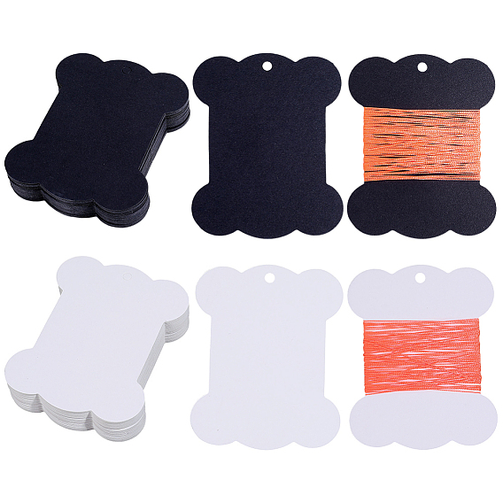 80Pcs 2 Colors Bone Shape Paper Thread Winding Boards, Floss Bobbins, for Cross Stitch Embroidery Cotton Thread Craft DIY Sewing Storage