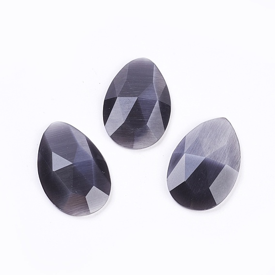 Кабошоны кошачьего глаза, граненые, капля