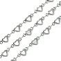 304 Stainless Steel Hollow Heart Link Chains, Unwelded, with Spool