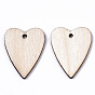Unfinished Natural Poplar Wood Pendants, Laser Cut Wood Shapes, Undyed, Heart
