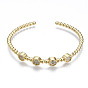 Браслет-манжета с шариками из кубического циркония, латунный открытый браслет, без никеля 