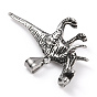 304 Stainless Steel Big Pendants, with 201 Stainless Steel Snap on Bails, Dinosaur Charms