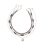 3Pcs 3 Style Crystal Rhinestone Horse Eye Pendant Necklaces Set, Natural Garnet & Synthetic Hematite Beaded Necklaces for Women