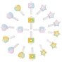 18Pcs 6 Style Two Tone Resin Big Pendants, Glitter Powder, Heart & Star & Envelope