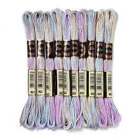 10 Skeins 6-Ply Polyester Embroidery Floss, Cross Stitch Threads, Segment Dyed