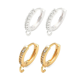 Латунные серьги-кольца из прозрачного кубического циркония, долговечный, без свинца и без кадмия, стойки покрытие, с петлей