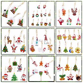 Christmas Theme DIY Diamond Painting Keychain Kit, Including Acrylic Board, Keychain Clasp, Bead Chain, Resin Rhinestones Bag, Diamond Sticky Pen, Tray Plate and Glue Clay