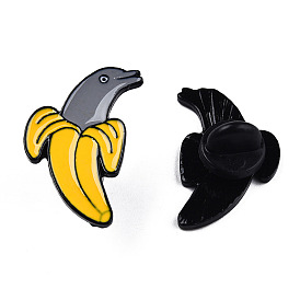 Эмалированная булавка с банановым дельфином, Значок из сплава с электрофорезом с черным покрытием для одежды на рюкзаке, без свинца и без никеля 