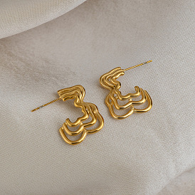 Многослойные 304 серьги-гвоздики из нержавеющей стали для женщин, вакуумное покрытие pvd