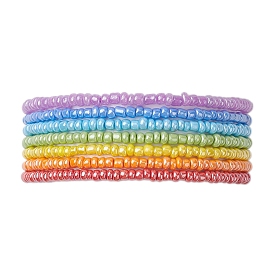 7 Bracelets de perles de rocaille en verre de style arc-en-ciel pour femmes