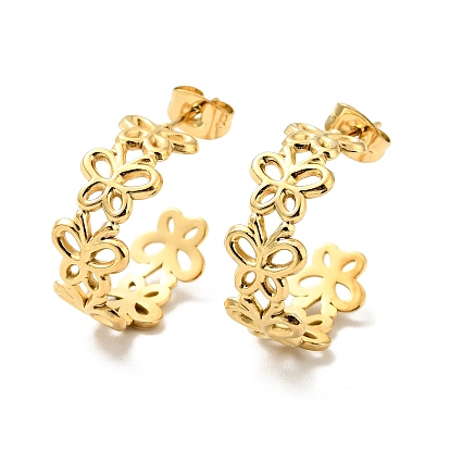 304 серьги-гвоздики из нержавеющей стали в форме бабочки, полукруглые серьги для женщин, ионное покрытие (ip)