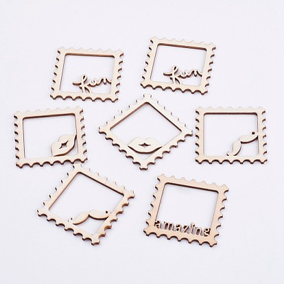 Formes en bois découpées au laser, embellissements en bois non finis, anneaux de liaison en bois, losange
