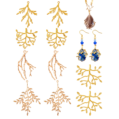 10 шт 5 стили латунные подвески, ветки прелести, без никеля 