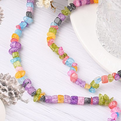 Synthetic Crackle Quartz Chips Beads Strands, 5~8x5~8mm, Hole: 1mm, about 32 inch