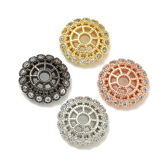 Покрытие стойки латунь микро паве прозрачные колпачки из кубического циркония, долговечный, без свинца и без кадмия, цветок