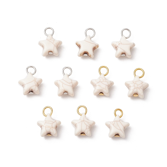 Хрустящие непрозрачные акриловые подвески, звезды прелести, с железными штифтами с плоской головкой