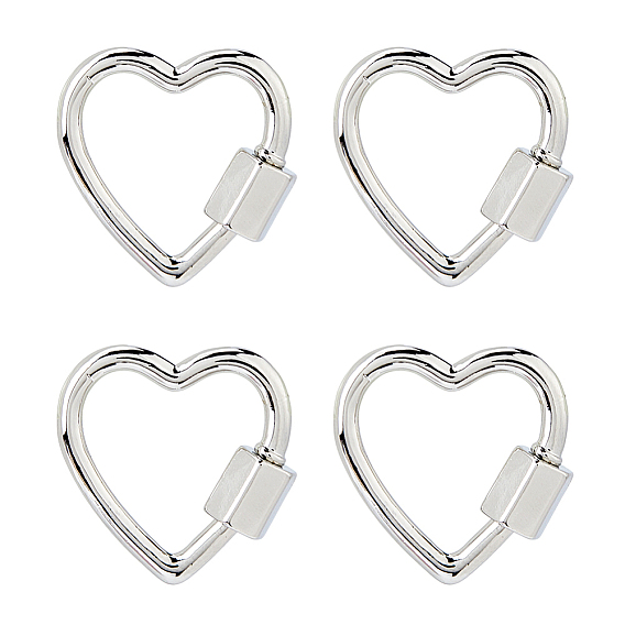 4шт. латунные винтовые карабины-замки-брелки, для изготовления ожерелий, быстрые ссылки, сердце