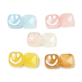 Resin Decoden Cabochons, Smiling Face Square