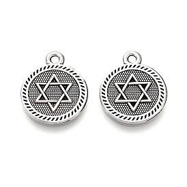 Сплавочные подвески тибетского стиля, плоские круглые подвески и звезда Давида, без кадмия и без свинца