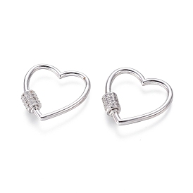 Латунные микропаве, кубический цирконий, винт, карабин, подвески с замком, для изготовления ожерелий, сердце