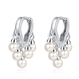 Minimalist Cloud Tassel Pearl Earrings with Delicate Wave Pattern for Women